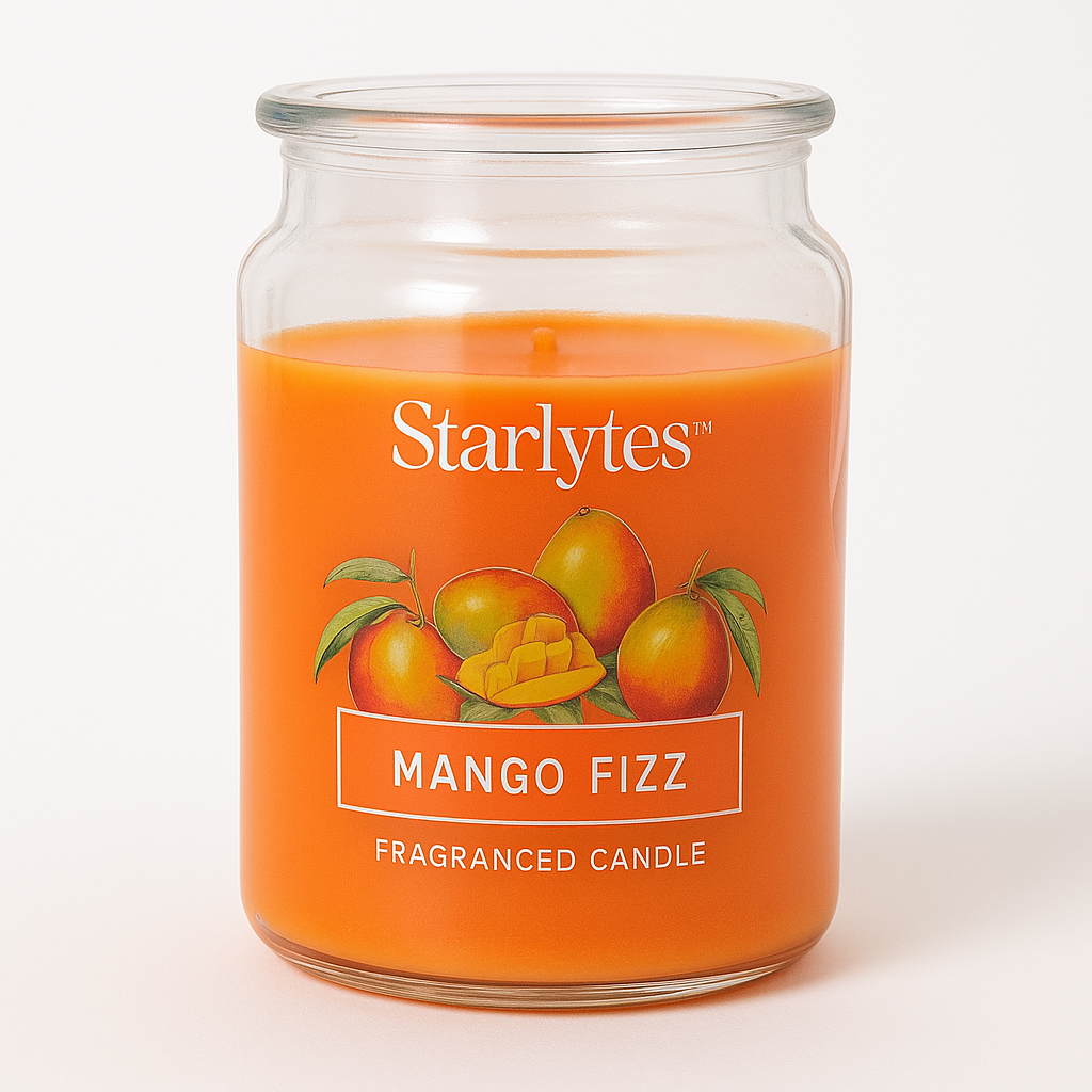 🕯️ Starlytes 510g Scented Candle Jar – White Cotton / Mango Fizz Home Fragrance