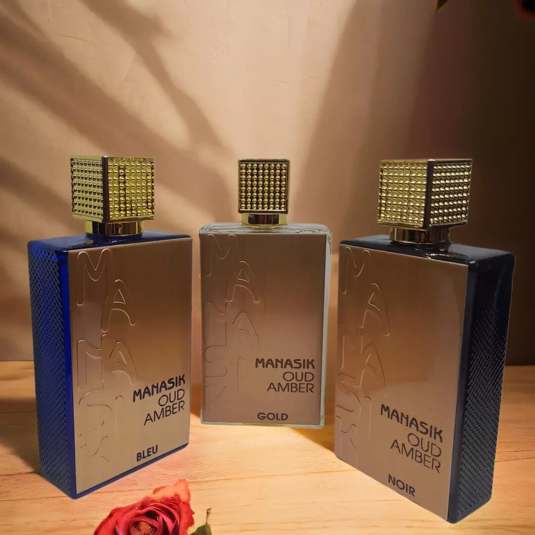 Manasik Oud Amber Noir & Bleu 100ml Eau De Parfum Unisex Arabian Fragrance EDP